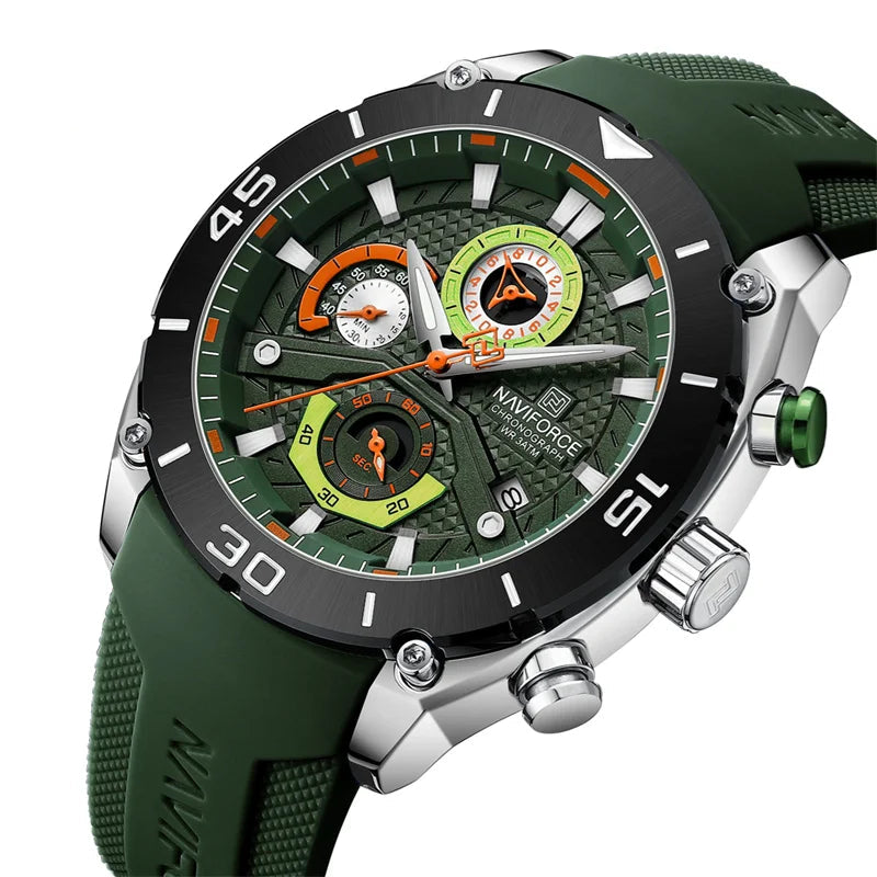 NAVIFORCE 8038 Men’s Sport Quartz Watch | Waterproof Chronograph Military Wristwatch with Luminous Display | Casual Business Watch for Men