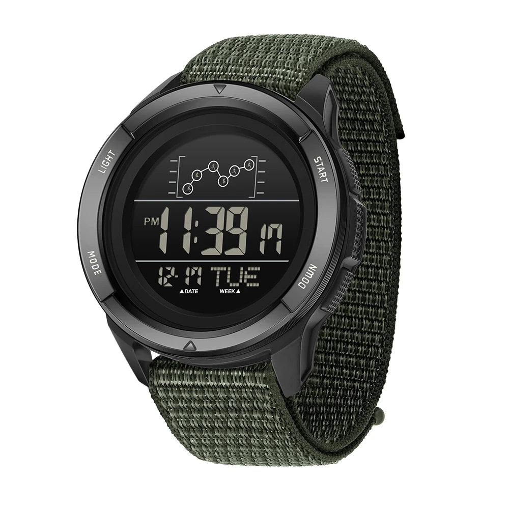 SANDA 2198 Electronic Watch, Nylon Strap, Digital Display, Multifunctional Alarm Clock, Student Watch, Waterproof Military Sports Watch