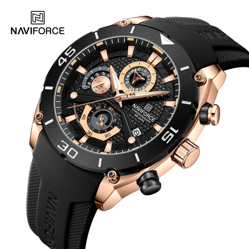 NAVIFORCE 8038 Men’s Sport Quartz Watch | Waterproof Chronograph Military Wristwatch with Luminous Display | Casual Business Watch for Men