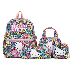 4PCS Sanrio Hello Kitty, Melody, Kuromi Backpack Set, Includes Pencil Case, Shoulder Bag & Wallet, School Bag, Casual Outdoor Daypack