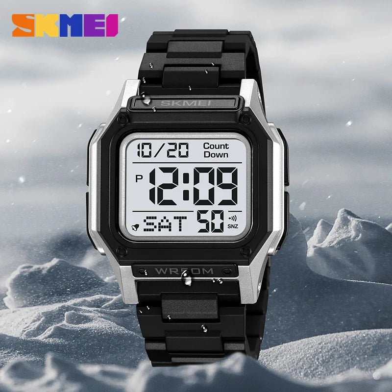 SKMEI 2264 Waterproof Sport Watch for Men, Digital Wristwatch, Countdown, Stopwatch, Dual Time