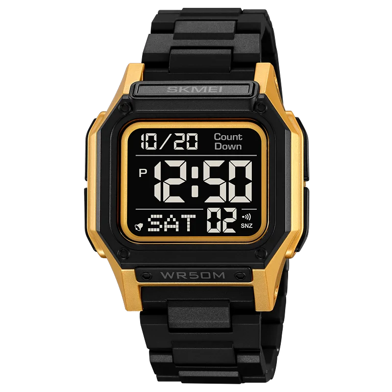 SKMEI 2264 Waterproof Sport Watch for Men, Digital Wristwatch, Countdown, Stopwatch, Dual Time
