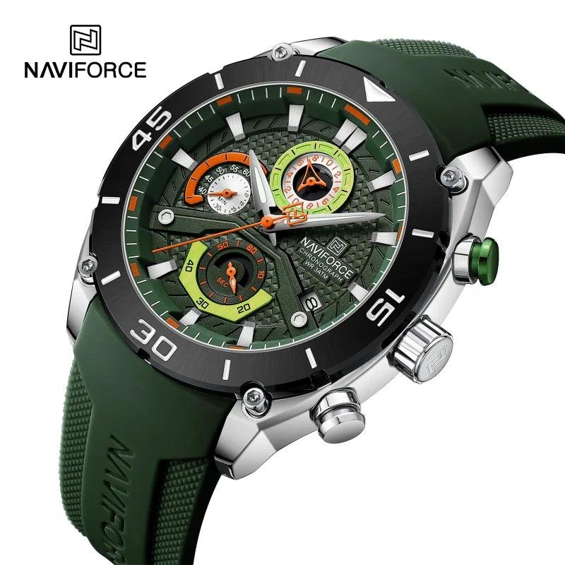 NAVIFORCE 8038 Men’s Sport Quartz Watch | Waterproof Chronograph Military Wristwatch with Luminous Display | Casual Business Watch for Men