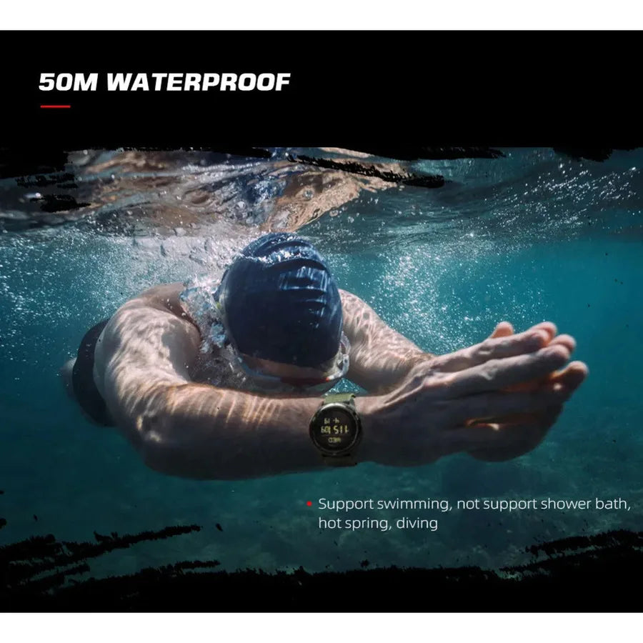 NORTH EDGE ALPS 45MM Men's Watch, Outdoor Sports & Swimming, Metronome & Compass, Waterproof Carbon Fiber Case, Nylon Strap
