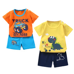 Fashion Kids' Clothing Set, 2PCS Outfit for Boys & Girls, 100% Cotton Soft T-Shirt & Shorts Toddler Suit