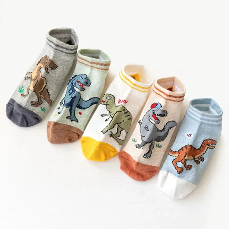 5 Pairs Boy's Dinosaur Pattern Socks, Comfortable Breathable Casual Soft Kids Socks -  from Arcade.lk - Shop in Sri Lanka at Arcade.lk