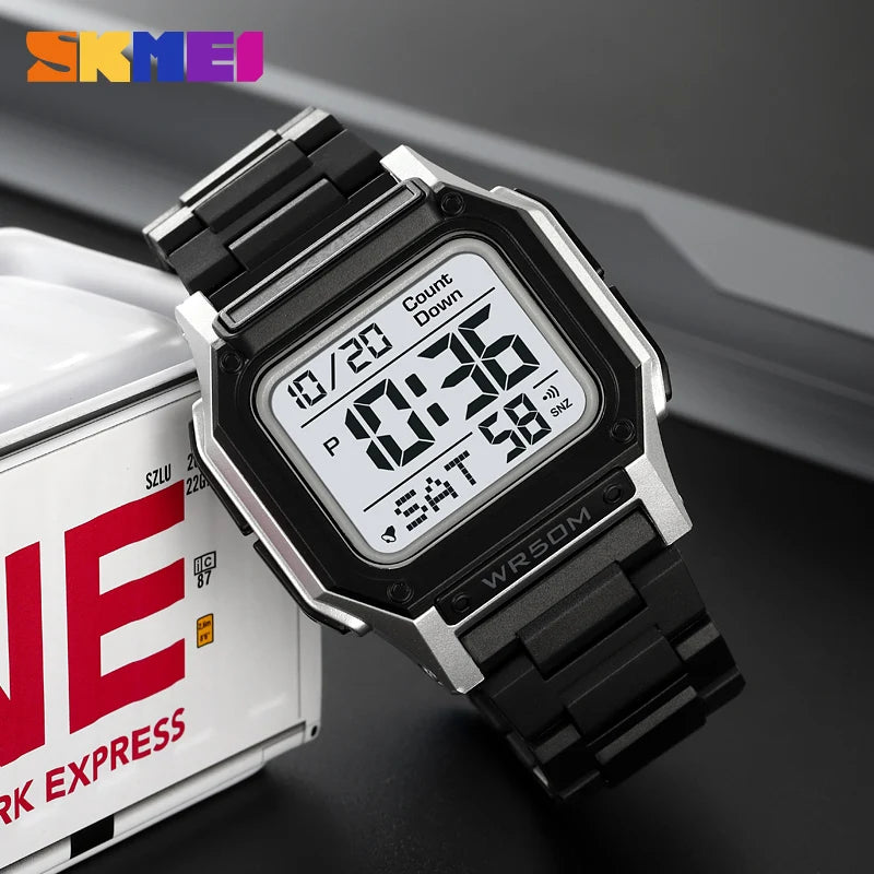 SKMEI 2264 Waterproof Sport Watch for Men, Digital Wristwatch, Countdown, Stopwatch, Dual Time