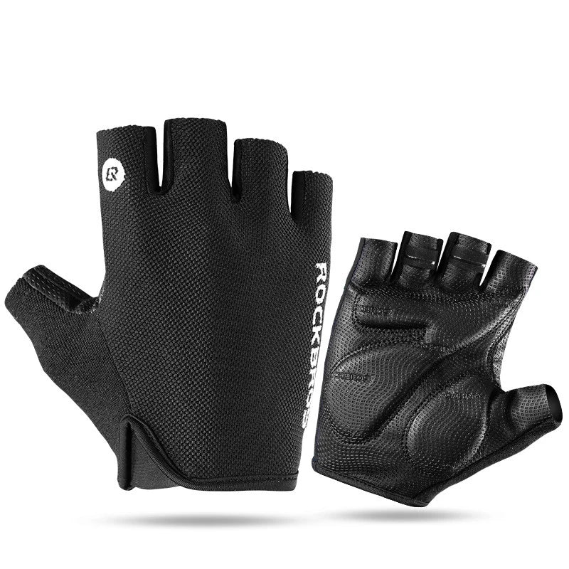 ROCKBROS Half Finger Cycling Gloves | Breathable Anti-Slip Shockproof SBR Padded Bike Gloves | Summer MTB Road Bicycle Gloves for Men & Women
