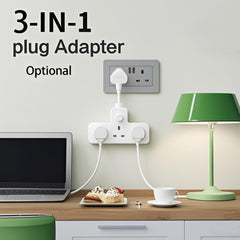 Lipwel 3-in-1 Power Strip with On/Off Switch, 13A 3120W, Compact & Lightweight Design, Swingable Soft Cable, Ideal for Kitchen, Living Room & Business Travel, White