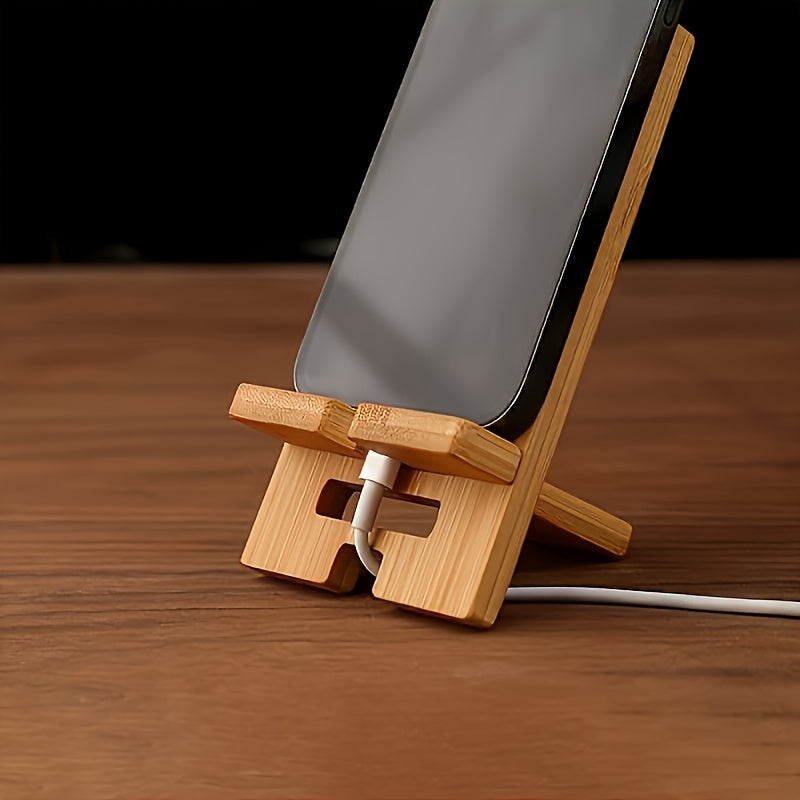 Ecoboo Adjustable Multi-Angle Desktop Stand for Smartphones & Tablets, Durable Natural Bamboo with Non-Slip Base & Air Holes, Fits 10.16–32.77 cm Devices, Ideal for Home, Office & Travel