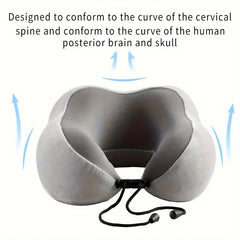 U-Shaped Travel Pillow, Neck Pillow with Adjustable Strap, Reversible Design, Medium Firm Support, Ergonomic Contour Cushion for Airplane, Car, and Office Naps, Gulf Blue