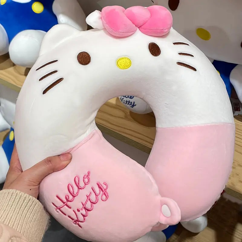 Sanrio Hello Kitty U-Shaped Pillow, Medium Soft Neck Pillow for Car or Office, Relieves Neck Fatigue, Ideal for Travel & Napping