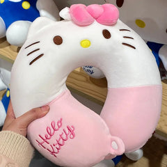 Sanrio Hello Kitty U-Shaped Pillow, Medium Soft Neck Pillow for Car or Office, Relieves Neck Fatigue, Ideal for Travel & Napping