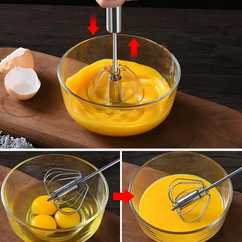 Easy-to-Use Press and Rotate Hand-Held Mixer for Cream, Eggs, and More, Ideal for Baking and Cooking, Lightweight and Efficient Kitchen Tool