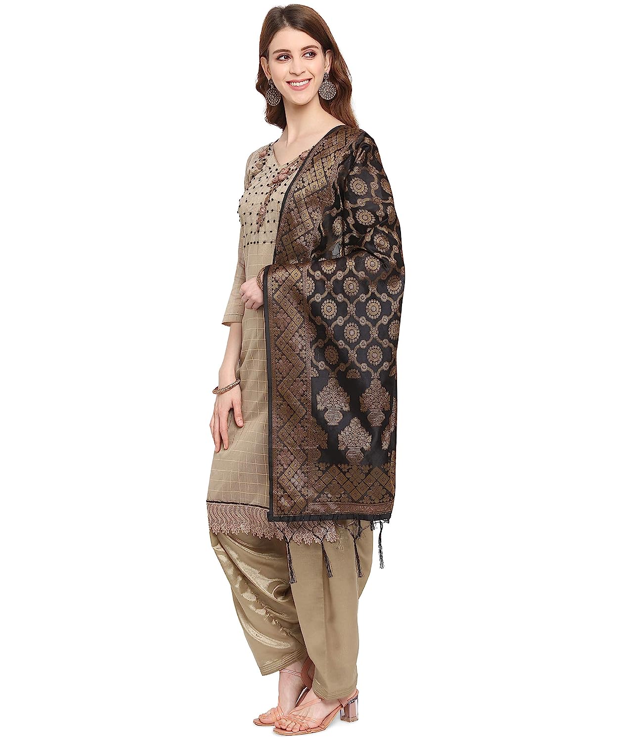 EthnicJunction Women's Chanderi Cotton Hand Embroidered Work Unstitched Salwar Suit Material With Banarasi Dupatta -  Salwar Suits in Sri Lanka from Arcade Online Shopping - Just Rs. 4390!