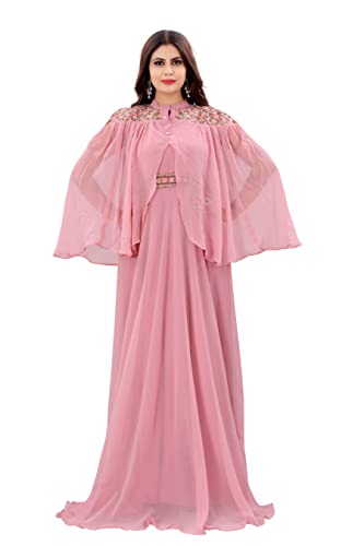 DHRUVA ART AND CRAFT Women's Georgette Embroidery Work Gown With full Sleeves (Pink) -  Dresses in Sri Lanka from Arcade Online Shopping - Just Rs. 7999!