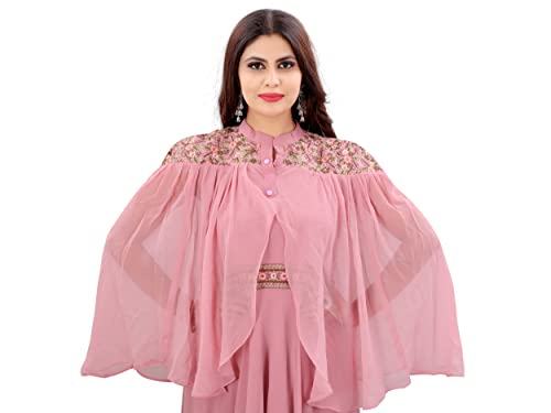 DHRUVA ART AND CRAFT Women's Georgette Embroidery Work Gown With full Sleeves (Pink) -  Dresses in Sri Lanka from Arcade Online Shopping - Just Rs. 7999!