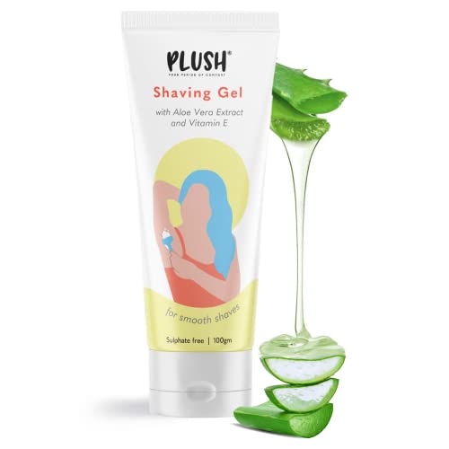 Plush All Natural Shaving Gel for Women with Aloe Vera & Vitamin E Extracts | 100% Vegan Sulphates & Parabens Free | Best Smooth Shaves and Moisturizing For Normal-Sensitive Skin - 100 GMS | Prevents razor-burns -  Women's Shaving Gels & Creams in Sri Lanka from Arcade Online Shopping - Just Rs. 1990!