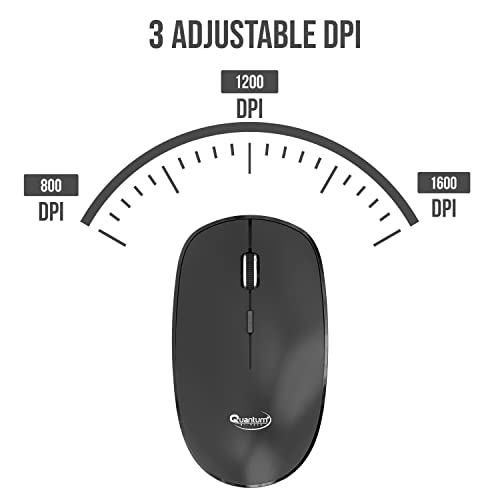 Quantum Wireless Mouse with Upto 12 Months Battery Life(Cell Included), Silent Keys, 800/1200/1600 DPI, USB Nano Receiver, USB to Type-C Connector, Slim Wireless Mouse for PC, Laptop, MacBook (Black) -  Wireless Mice in Sri Lanka from Arcade Online Shopping - Just Rs. 2870!