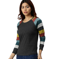 JUNEBERRY Pure Cotton Colorblock Full Sleeve Regular Fit Solid T-Shirt for Women & Girls (GL33_JB_Anthra_110) -  Women's T-Shirts in Sri Lanka from Arcade Online Shopping - Just Rs. 3500!