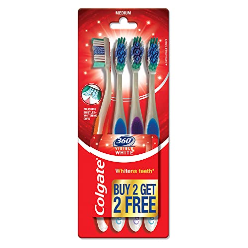 Colgate 360 Visible White Toothbrush - 4 Pcs (Buy 2 Get 2 Free) -  Manual Toothbrushes in Sri Lanka from Arcade Online Shopping - Just Rs. 2086!