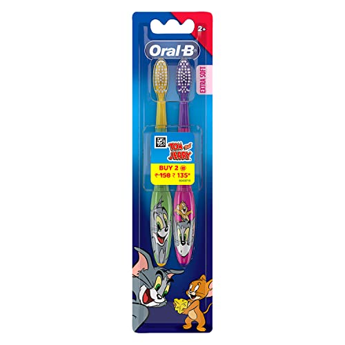 Oral B Kids Toothbrush, Tom & Jerry, Extra soft bristles and easy to hold handle (Age 2+) Pack of 2 -  Manual Toothbrushes in Sri Lanka from Arcade Online Shopping - Just Rs. 1590!