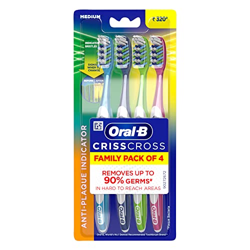 Oral B Criss Cross - Family pack of 4 toothbrushes – Medium,for adults,Manual,Multicolor -  Manual Toothbrushes in Sri Lanka from Arcade Online Shopping - Just Rs. 2538!