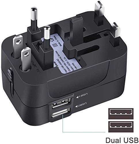 Dual USB Universal Travel Adapter, International All in One Worldwide Travel Adapter and Wall Charger with USB Ports with Multi Type Power Outlet USB 2.1A,100-250 Voltage Travel Charger (Black) -   in Sri Lanka from Arcade Online Shopping - Just Rs. 4490!