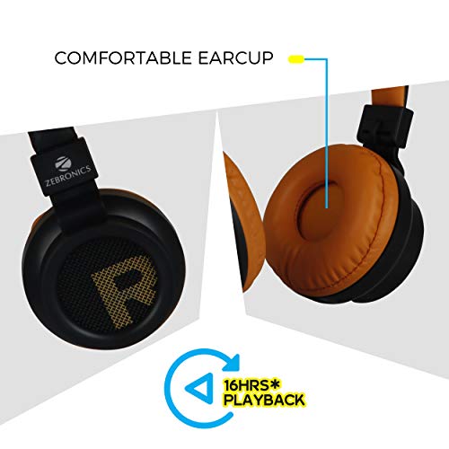 Zebronics-Bang over the ear headphones with Foldable Design and Bluetooth v5.0 headphones, Providing up to 20h* Playback (Orange) -  Headset in Sri Lanka from Arcade Online Shopping - Just Rs. 6422!