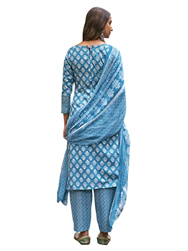 SIRIL Women's Cotton Printed Unstitiched Dress Material(1092D12008_Cerulean Blue) -  Shalwar Materials in Sri Lanka from Arcade Online Shopping - Just Rs. 5359!
