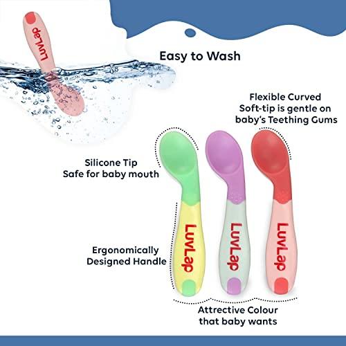 LuvLap Heat Sensing Baby Spoon Set of 3, BPA Free material with Food Grade Heat Sensing Silicone tip, Baby Self Feeding Utensil, Baby Weaning Spoon for Kids, 3 Months+ (Multi-colour) -  Other Baby Products in Sri Lanka from Arcade Online Shopping - Just Rs. 1920!