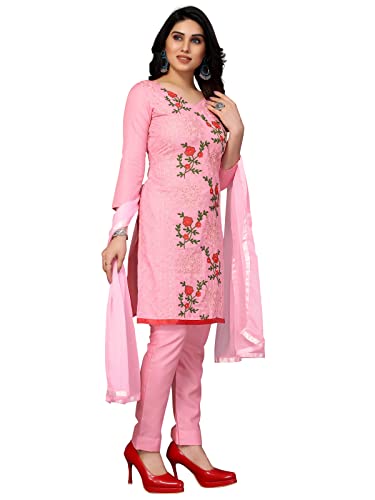 SIRIL Women's Cotton Blend Dyed, Embroidery Unstitiched Dress Material(1165D831_Pink) -  Shalwar Materials in Sri Lanka from Arcade Online Shopping - Just Rs. 4833!
