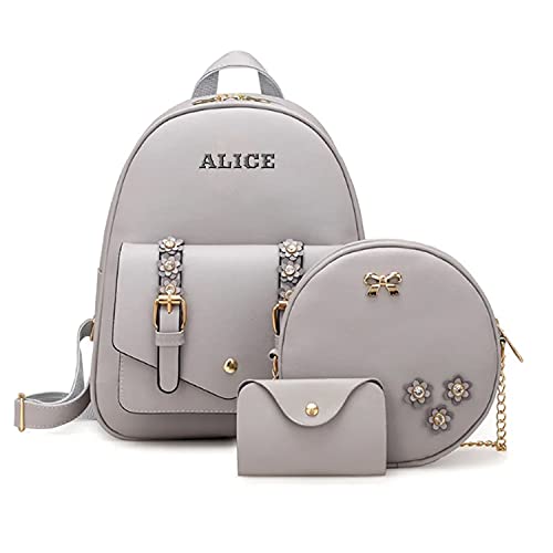 Alice Girls 3-PCS Fashion Cute Mini Leather Backpack sling & pouch set for Women//Rakhi gift for Sister (grey) -  Hand bags in Sri Lanka from Arcade Online Shopping - Just Rs. 5200!