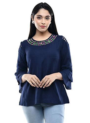 Maahi Women's Rayon Navy Blue Embroidery Top -  dresses in Sri Lanka from Arcade Online Shopping - Just Rs. 3699!