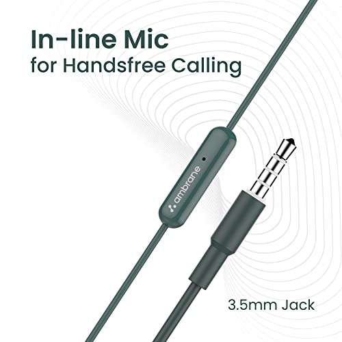 Ambrane Wired in Ear Earphones with in-line Mic for Clear Calling, 14mm Dynamic Drivers for BoostedBass, 3.5mm Jack - Earphones from Ambrane - Shop in Sri Lanka at Arcade.lk