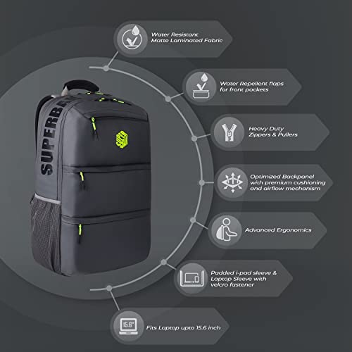 SUPERBAK Epic 30 Ltrs Anti-Theft Laptop Backpack (Grey-Green) -  Backpacks in Sri Lanka from Arcade Online Shopping - Just Rs. 8967!