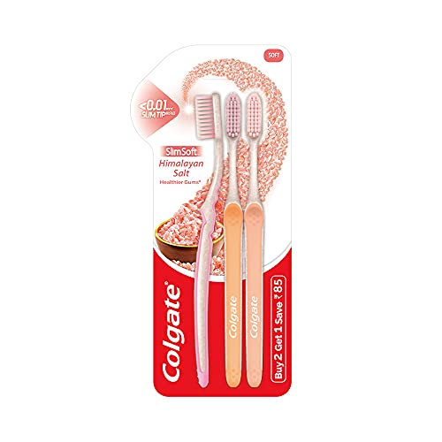 Colgate SlimSoft Himalayan Salt Soft Bristles Manual Toothbrush for adults, 3 Pcs (Buy2 Get1), Soft Bristles for Healthier Gums, Multicolor -  Manual Toothbrushes in Sri Lanka from Arcade Online Shopping - Just Rs. 1921!
