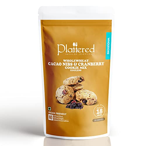 Plattered Cacao Nibs & Cranberry Cookies Mix | 100% Whole Wheat Atta | Zero White Sugar | Rich Buttery Cookies | Eggless | Makes 18 cookies -  Chocolates in Sri Lanka from Arcade Online Shopping - Just Rs. 4056!