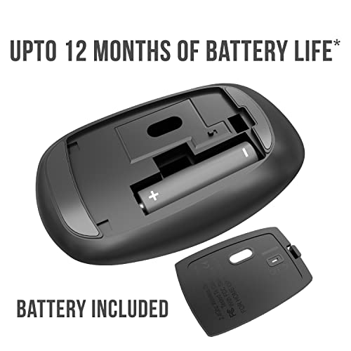 Quantum Wireless Mouse with Upto 12 Months Battery Life(Cell Included), Silent Keys, 800/1200/1600 DPI, USB Nano Receiver, USB to Type-C Connector, Slim Wireless Mouse for PC, Laptop, MacBook (Black) -  Wireless Mice in Sri Lanka from Arcade Online Shopping - Just Rs. 2870!