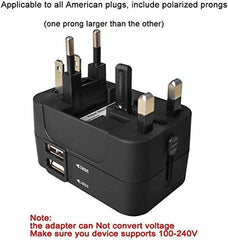 Dual USB Universal Travel Adapter, International All in One Worldwide Travel Adapter and Wall Charger with USB Ports with Multi Type Power Outlet USB 2.1A,100-250 Voltage Travel Charger (Black) -   in Sri Lanka from Arcade Online Shopping - Just Rs. 4490!