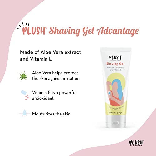 Plush All Natural Shaving Gel for Women with Aloe Vera & Vitamin E Extracts | 100% Vegan Sulphates & Parabens Free | Best Smooth Shaves and Moisturizing For Normal-Sensitive Skin - 100 GMS | Prevents razor-burns -  Women's Shaving Gels & Creams in Sri Lanka from Arcade Online Shopping - Just Rs. 1990!