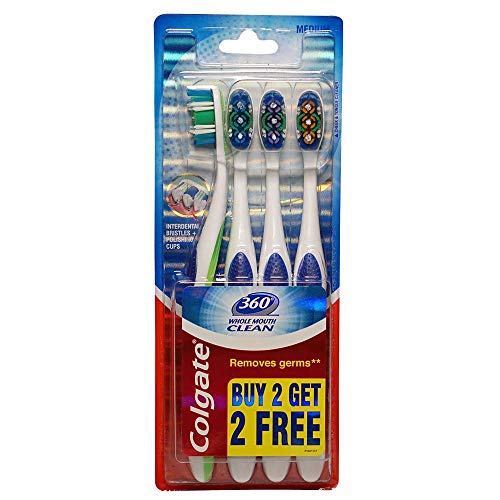 Colgate 360 Whole Mouth Clean Manual Toothbrush - 4 Pcs (Buy 2 Get 2 Free),White -  Manual Toothbrushes in Sri Lanka from Arcade Online Shopping - Just Rs. 1942!
