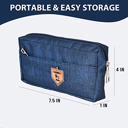 Multi-Utility Pocket Large Capacity Pencil Case Canvas Pouch with 3 Zippers School Supply Organizer for Students, Stationery Box,3 Compartment, Space Pen/Pencil Box for Kids,Boys & Girls Gift (Pack of 1, Blue) -   in Sri Lanka from Arcade Online Shopping - Just Rs. 1890!