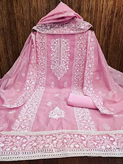 HMP Fashion Women chanderi cotton embroidery work salwar suit with muilty work chanderi dupatta unstitch dress material (PINK) -  Shalwar Materials in Sri Lanka from Arcade Online Shopping - Just Rs. 7111!