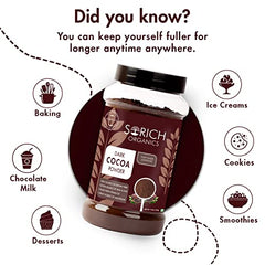 Sorich Organics Dark Cocoa Powder 225gm | Dark Cocoa Powder for Cake, Chocolates, Cookies, Brownies, Hot/Cold Milk Shakes, Desserts, Bars, Smoothies | Vegan | Gluten Free (100% Natural, Unsweetened) -  Chocolates in Sri Lanka from Arcade Online Shopping - Just Rs. 3639!