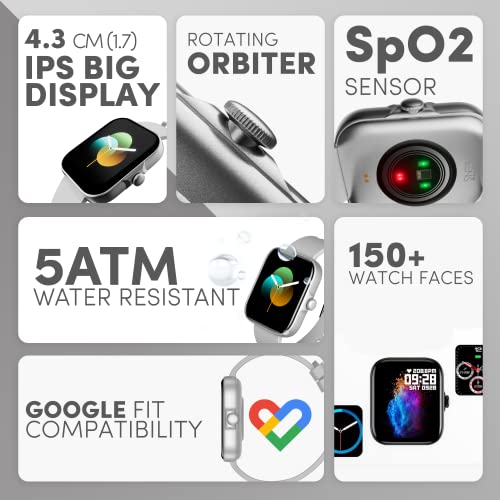 SENS NUTON 1 with 1.7 IPS Display, Orbiter, 5ATM & 150+ Watch Faces & Free Additional Strap (Royal Silver) -  Smartwatches in Sri Lanka from Arcade Online Shopping - Just Rs. 6622!