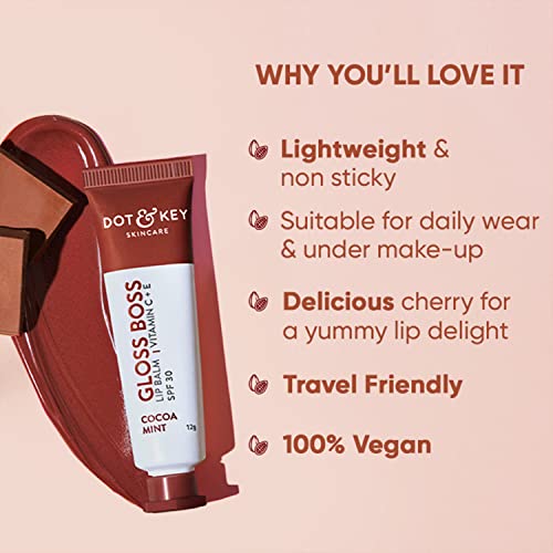 Dot & Key Cocoa Lip Balm with Shea Butter for Naturally Glowing and Hydrated Lips | SPF 30 & Vitamin C+E | Reduces Flakiness | For Dry Lips | 12gm -  Lip Balms in Sri Lanka from Arcade Online Shopping - Just Rs. 2024!