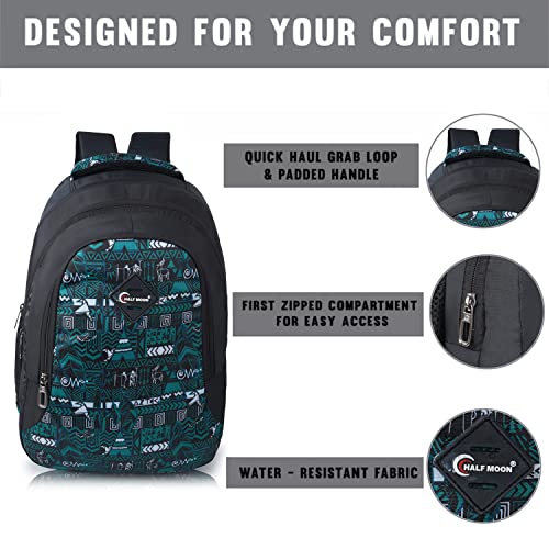 Half Moon Aztec 37L School Bag Class 5-12 | College Bagpack for Men/College Back pack for Women | 15.6 inch Laptop Bag for Men/Backpack for Men | Spacious & Multiple Pockets (Sea Green) -  School Bags in Sri Lanka from Arcade Online Shopping - Just Rs. 5500!