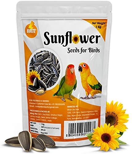BOLTZ Striped Sunflower Seeds- 1 Kg for Lovebirds, Cockatiels, Sun Conure, African Grey Parrot, Amazon, Macaws, Cockatoos For All Life Stages (SFS) -  Bird Food in Sri Lanka from Arcade Online Shopping - Just Rs. 5970!