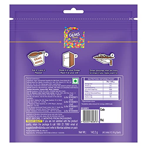Cadbury Gems Chocolate Home Treats Pack, 142.2 g -  Chocolates in Sri Lanka from Arcade Online Shopping - Just Rs. 2589!